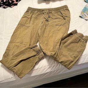 100% cotton army green pull-on pants